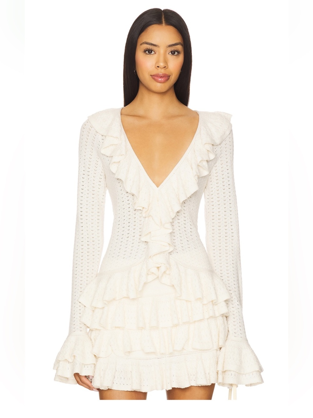 Show Me Your MuMu Cream Ruffle Knit Cardigan